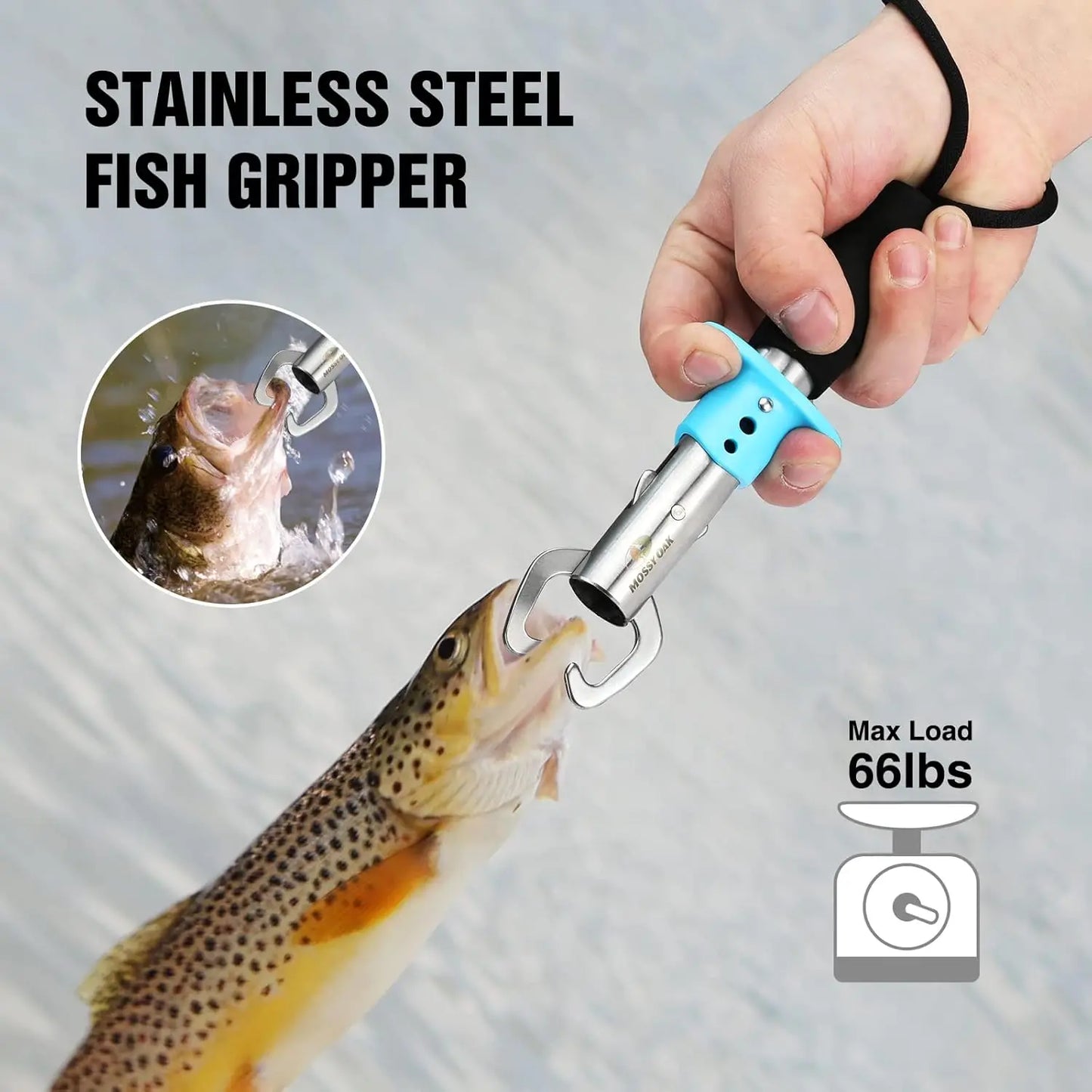 Mossy Oak Fishing Tools Kit- Fishing Plier, Fish Lip Gripper, Multifunctional Fishing Hook Remover with Lanyards Sheath, Saltwater Resistant Fishing Accessories & Equipment, Fishing Gifts for Men