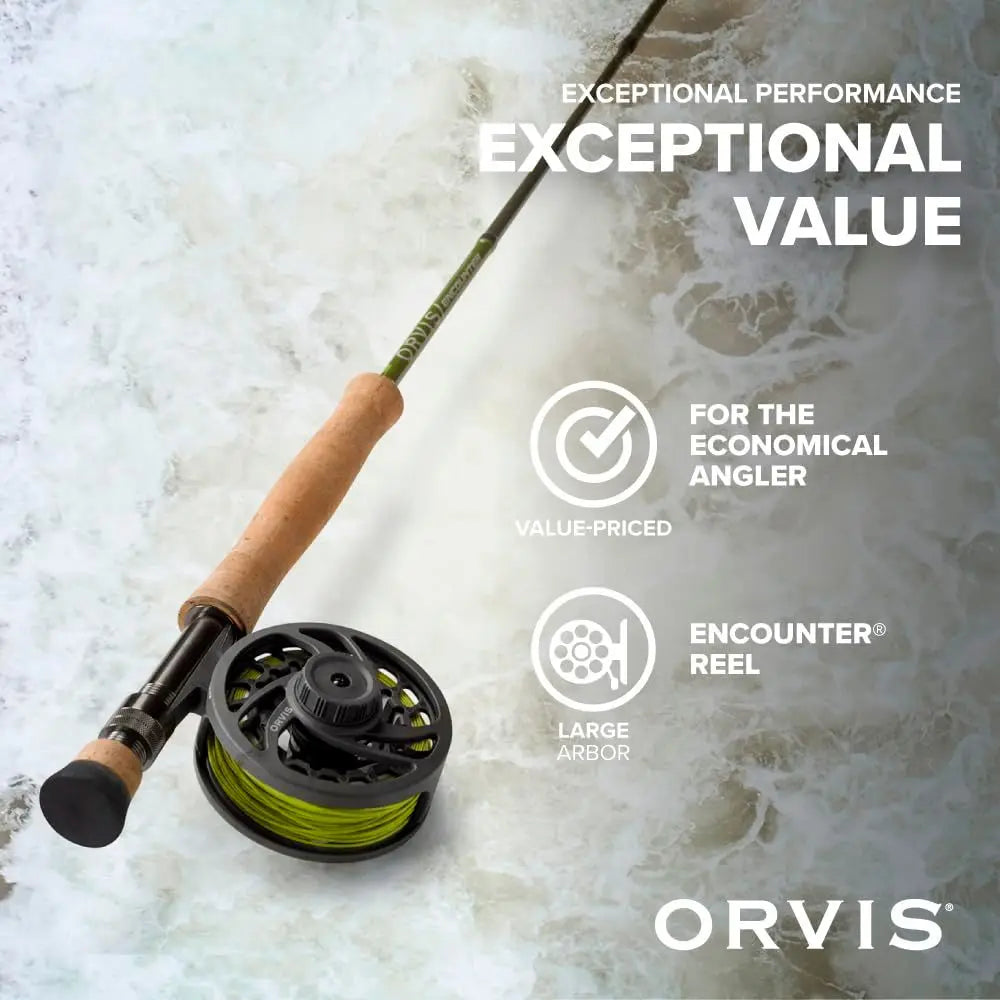 Encounter Fly Rod Outfit 4Pc Fishing Rod and Reel Combo with Smooth Performance, Complete with Reel, Line, Backing, amp Leader