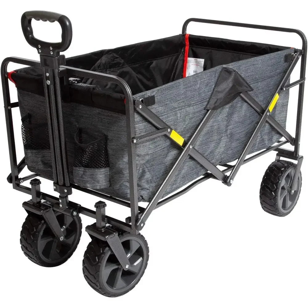 Durable Collapsible Outdoor Camping Utility Cart with Adjustable Rolling and All-Terrain Capability