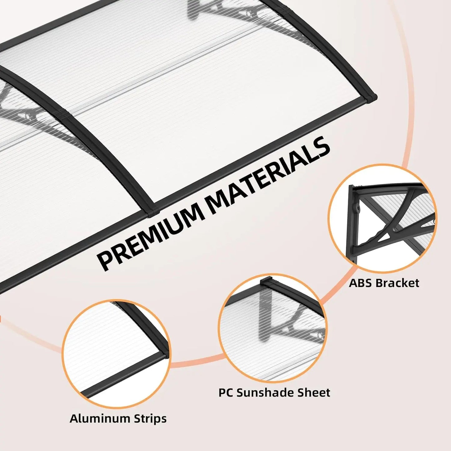 Awning Canopy for Door Window UV Rain Snow Sunlight Protection Polycarbonate Hollow Sheet Outdoor canopy Easy Install
