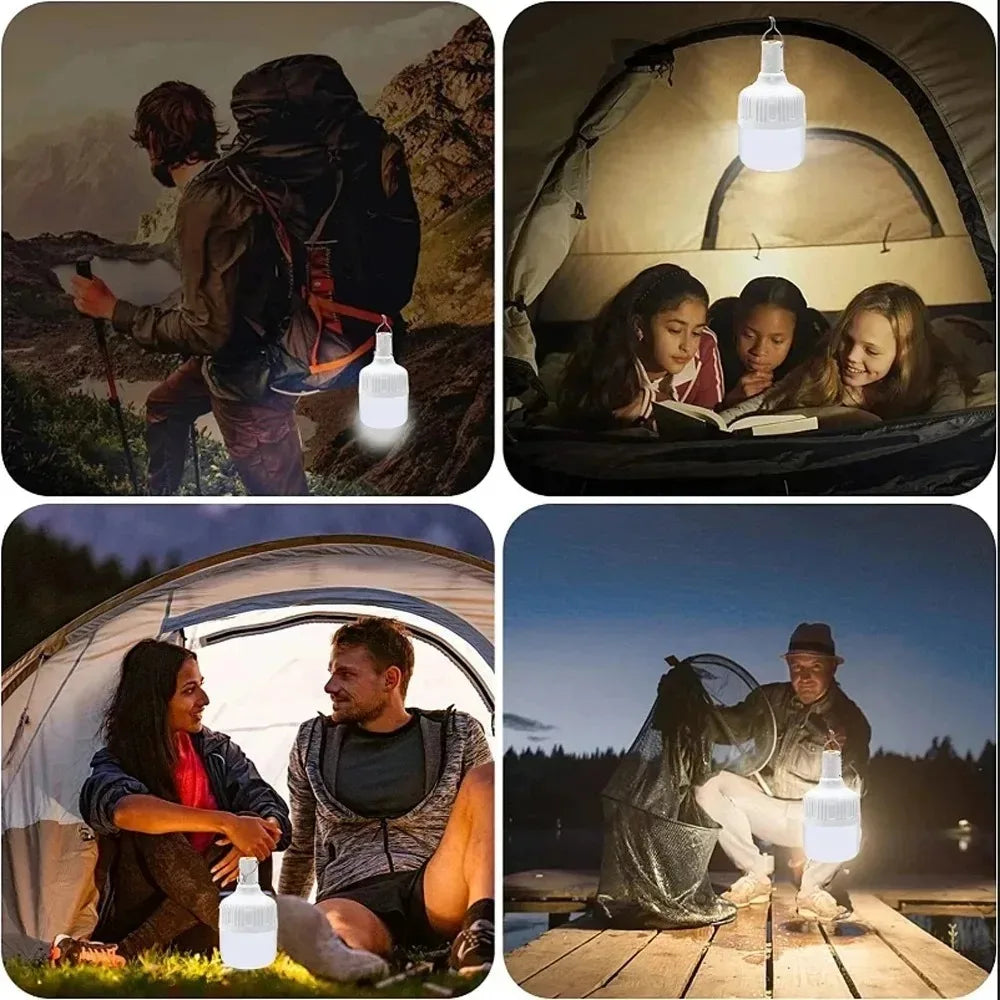 1-10pcs Outdoor USB Rechargeable LED Lamp Bulbs High Brightness Emergency Light Hook Up Camping Portable Lantern Night Lights ﻿