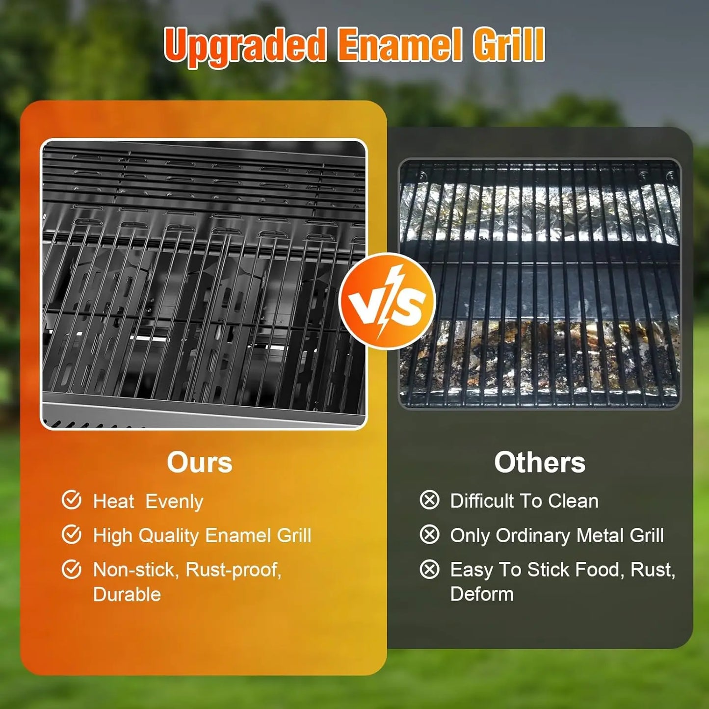 3-Burner Propane Gas Grill with Folding Side Tables, Stainless Steel 24,000 BTU BBQ Grill, Outdoor Barbecue Grill for Patio, Camping