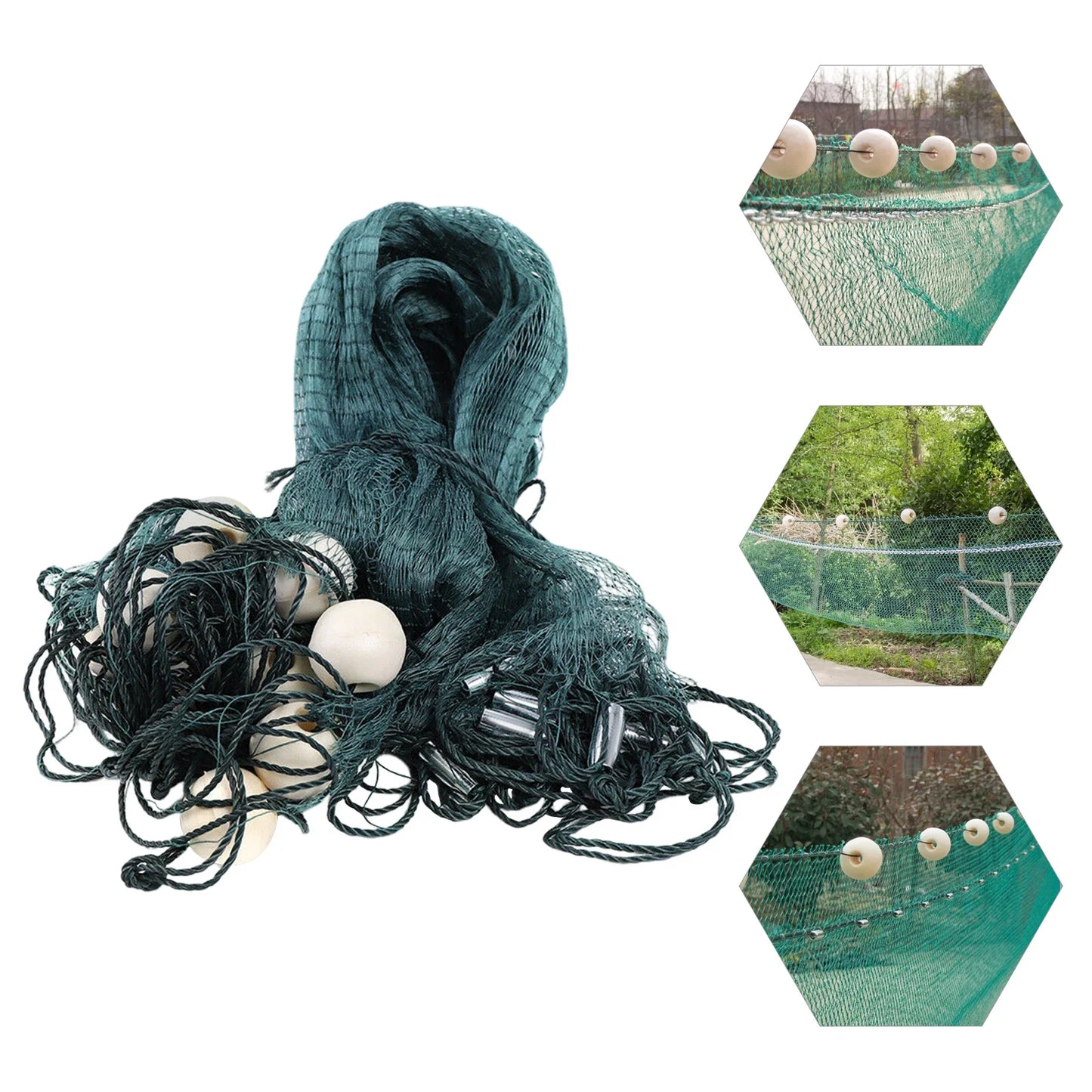 BYMAOCAR 6.5x33ft Gill Net Fishing Drag Net W/ 1.5in/15mm Mesh, 645.83ft² Catching Area for Sea, Lake& River Fishing