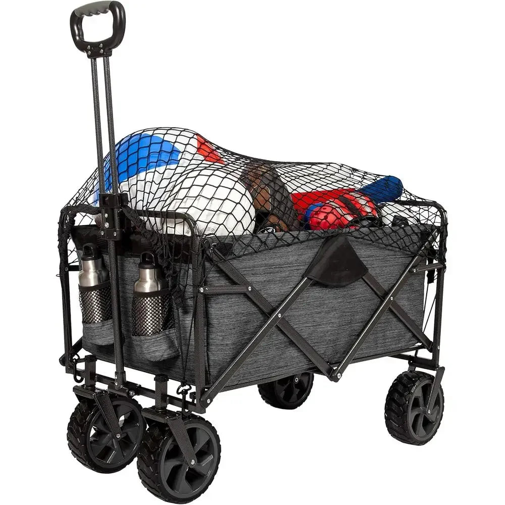 Durable Collapsible Outdoor Camping Utility Cart with Adjustable Rolling and All-Terrain Capability
