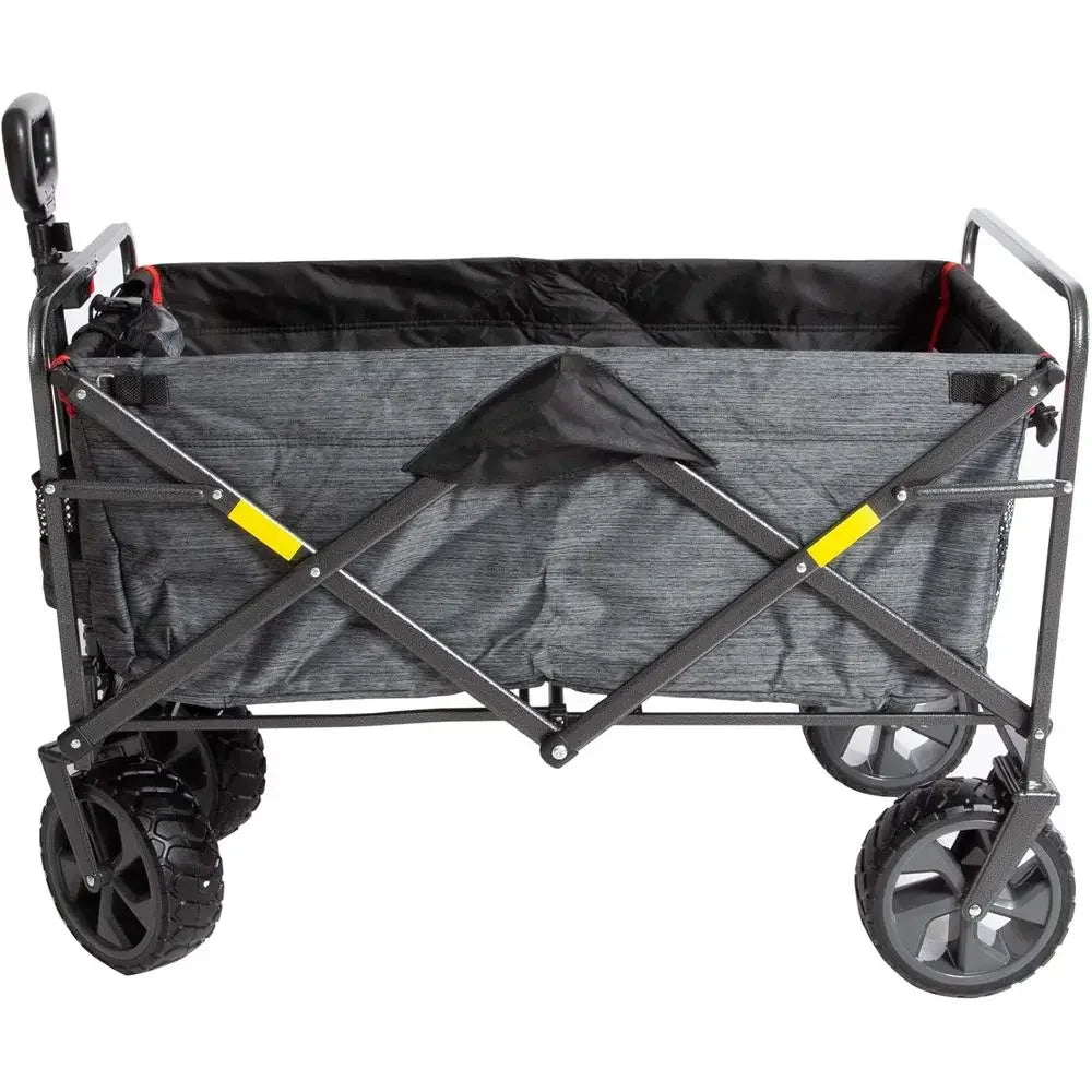 Durable Collapsible Outdoor Camping Utility Cart with Adjustable Rolling and All-Terrain Capability