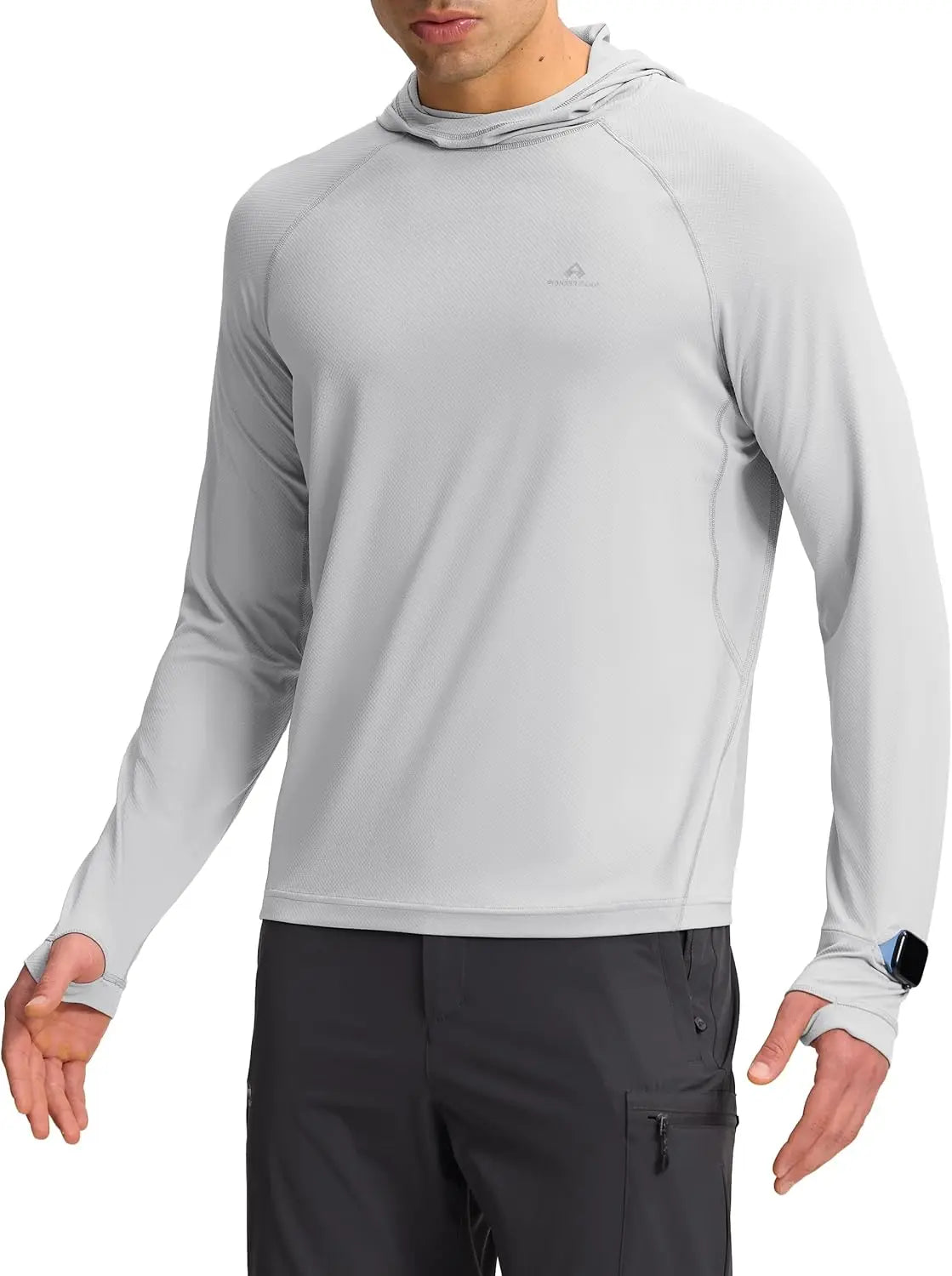 Pioneer Camp Men's UPF 50+ Sun Hoodie Shirt Long Sleeve Quick Dry Rash Guard Thumb Holes Watch Window Fishing Hiking Golf