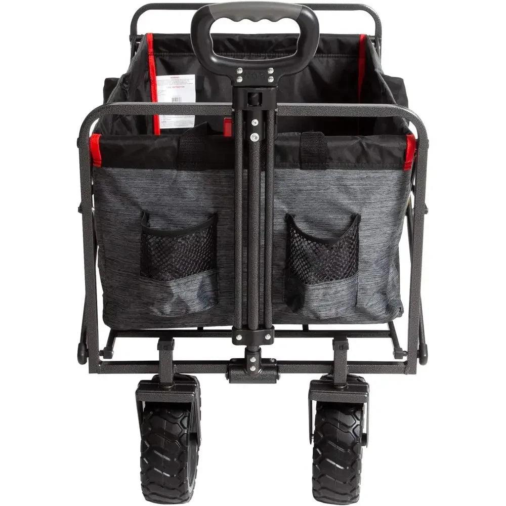 Durable Collapsible Outdoor Camping Utility Cart with Adjustable Rolling and All-Terrain Capability