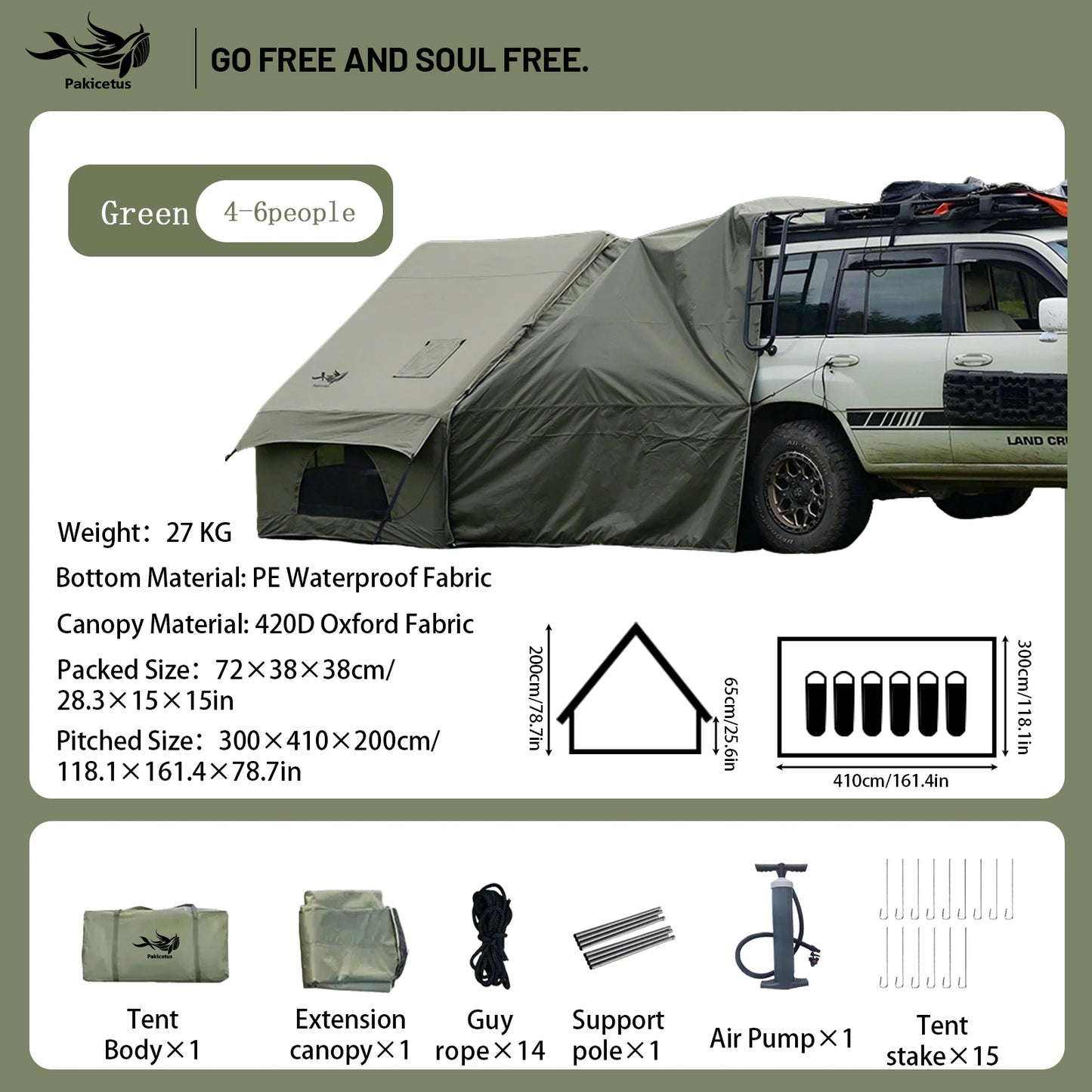 PAKICETUS Large Inflatable Camping Tent with Skylight, Quick Air-Flow & Breathable Mesh Design, Summer Glamping Hot Tents for Ca