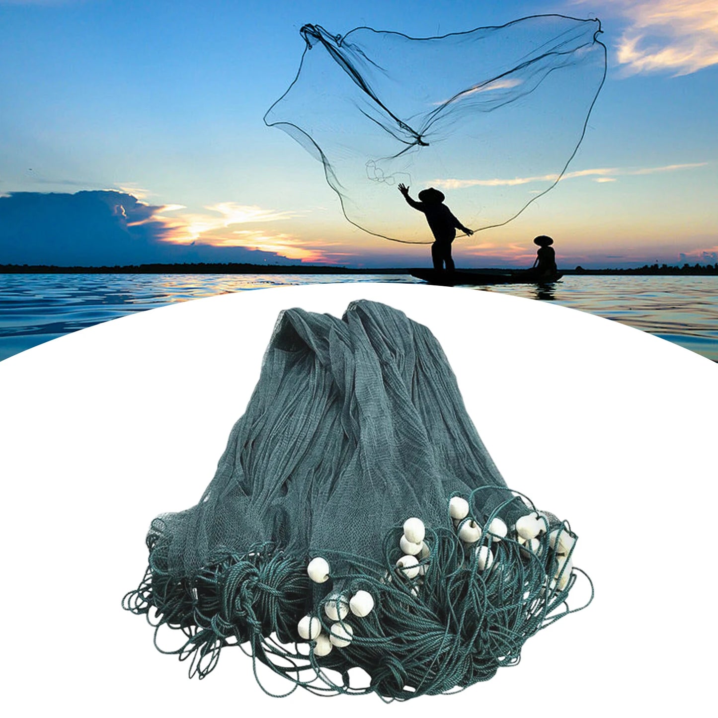 BYMAOCAR 6.5x33ft Gill Net Fishing Drag Net W/ 1.5in/15mm Mesh, 645.83ft² Catching Area for Sea, Lake& River Fishing