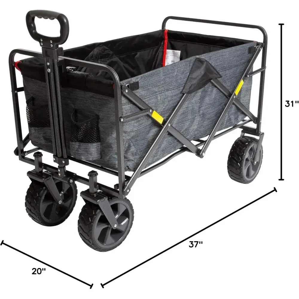 Durable Collapsible Outdoor Camping Utility Cart with Adjustable Rolling and All-Terrain Capability