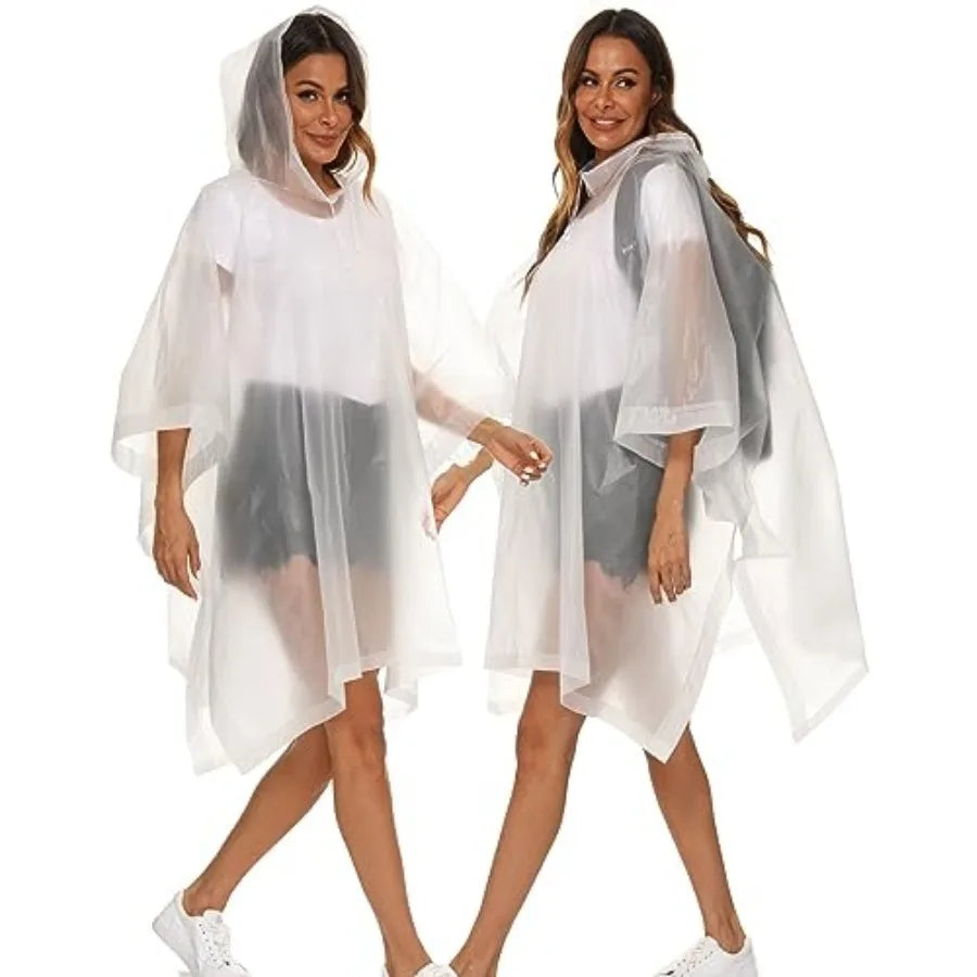 2 Pack Rain Ponchos for Adults Reusable - Raincoats Survival Emergency Heavy Duty Rain Coat with Drawstring Hood