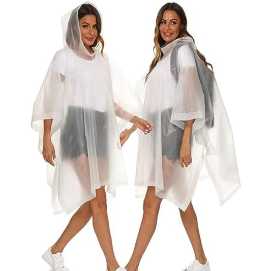 2 Pack Rain Ponchos for Adults Reusable - Raincoats Survival Emergency Heavy Duty Rain Coat with Drawstring Hood