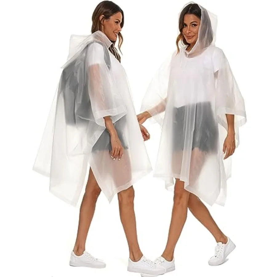 2 Pack Rain Ponchos for Adults Reusable - Raincoats Survival Emergency Heavy Duty Rain Coat with Drawstring Hood