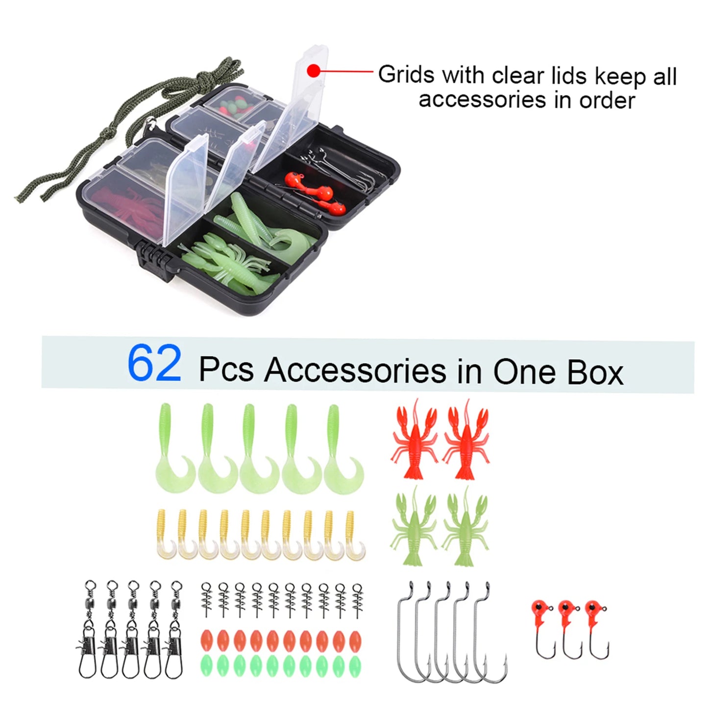 US Fishing Rod Reel Combo Full Kit 1.5m Telescopic Fishing Rod Spinning Reel Set with Hook Soft Lures Barrel Swivels Storage Bag