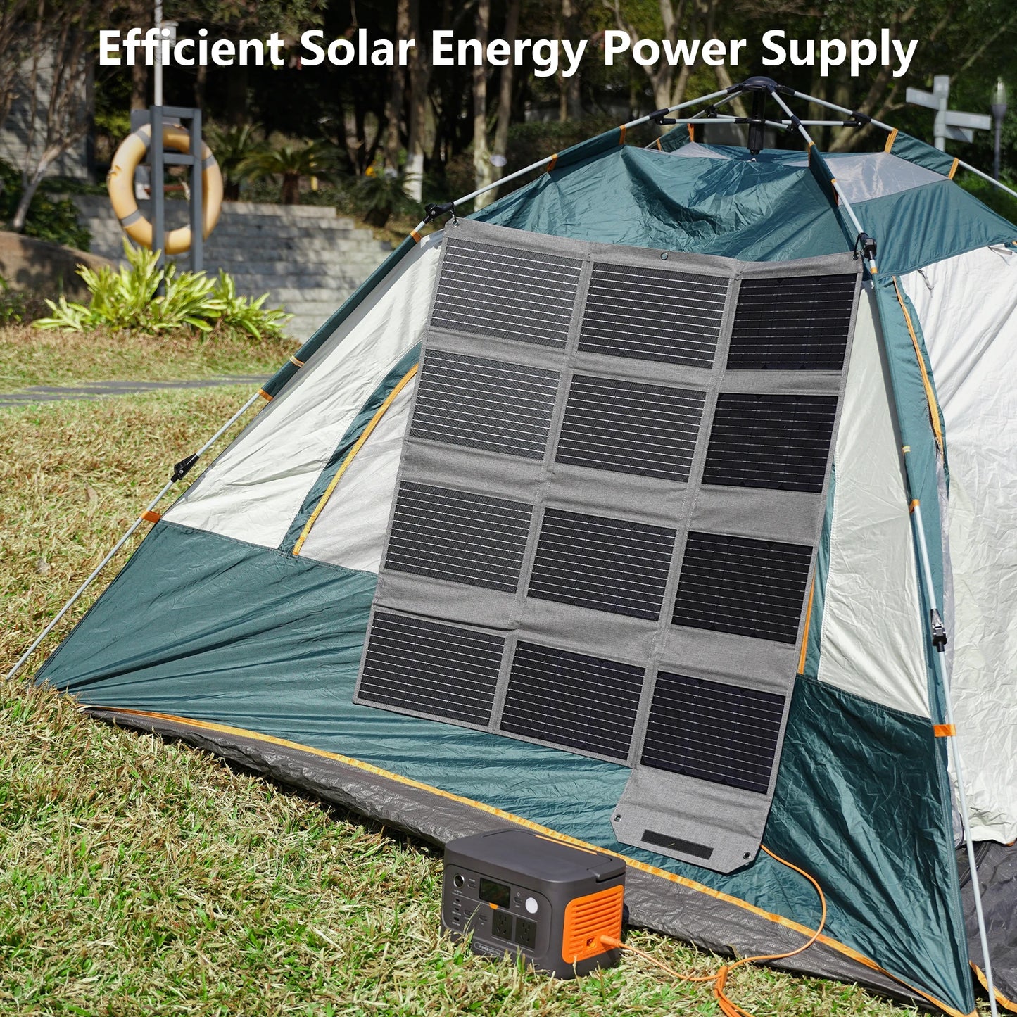 MHPOWOS 120W Foldable Solar Panel with USB-C/2xUSB-A/DC Outputs Portable Battery Charger For Outdoor Waterproof Power Camping