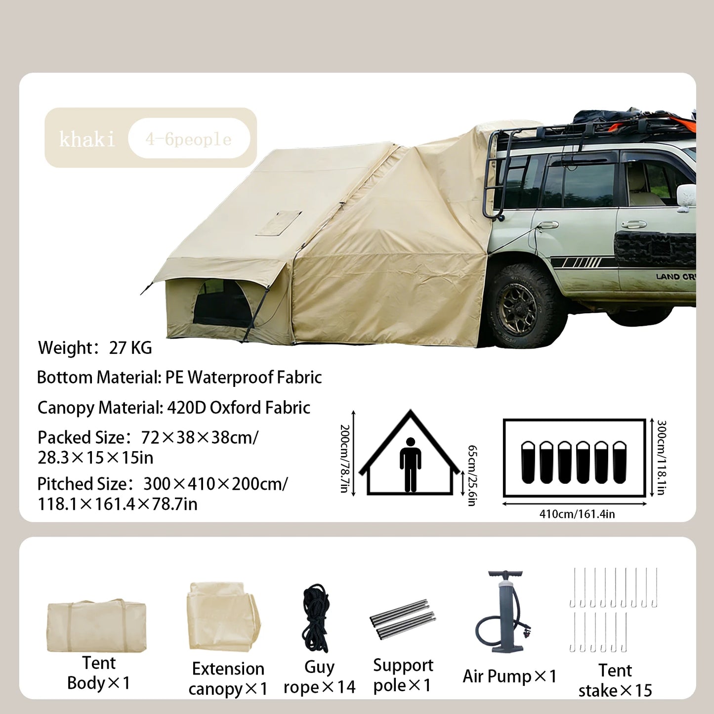 PAKICETUS Large Inflatable Camping Tent with Skylight, Quick Air-Flow & Breathable Mesh Design, Summer Glamping Hot Tents for Ca