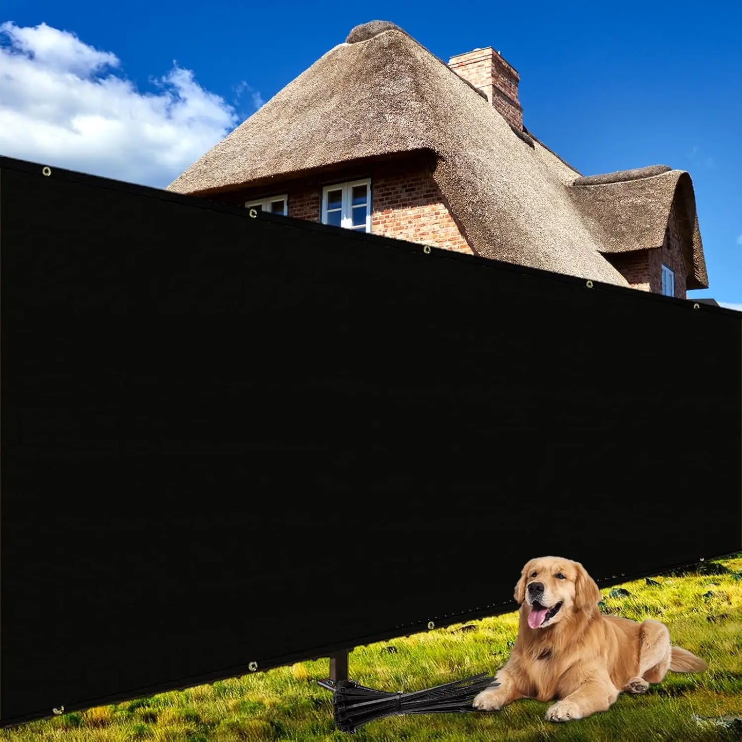 Fence Privacy Screen, Heavy Duty Privacy Fence Screen, Outdoor Shade Cloth Mesh Barrier, Cable Zip Ties Included