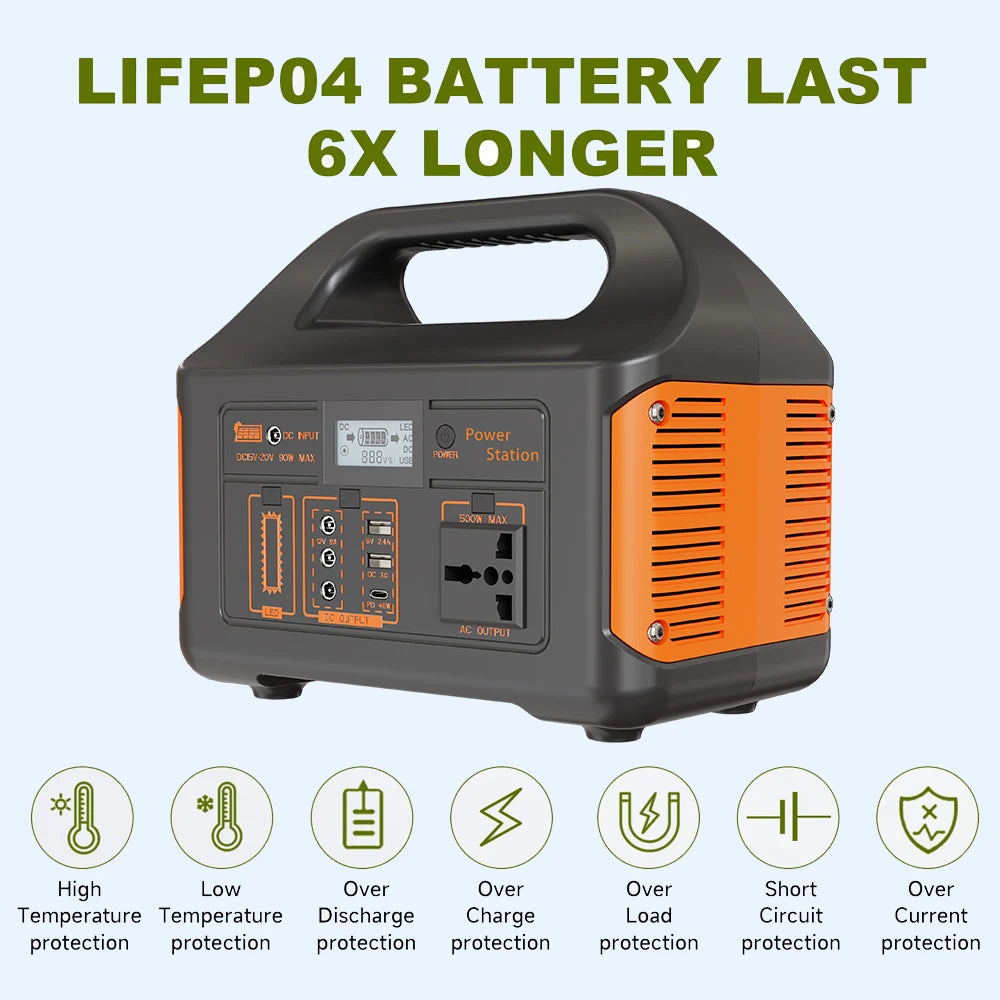 Fast Charging Power Bank Large Capacity Outdoor Mobile Power Supply LifePO4 Battery Charging Dual-Purpose Lithium Battery Household Portable Fishing Tool Outdoor Support UPS with LED Light