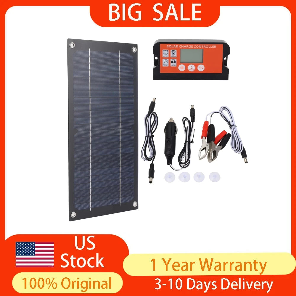 Portable 600W Solar Panel Charger Monocrystalline Silicon 100A Charge Controller Durable Solar Panel Kit for RV Outdoor Camping