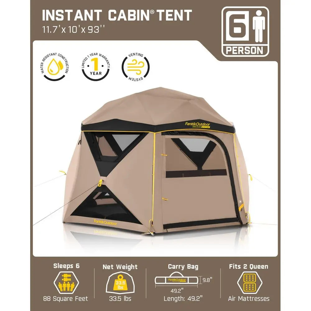 Alpha C6 Ultra Instant Cabin Tent 6 Person Pop  Camping Tent Setup in 60 Seconds Portable with Rainfly amp Windproof for Outd
