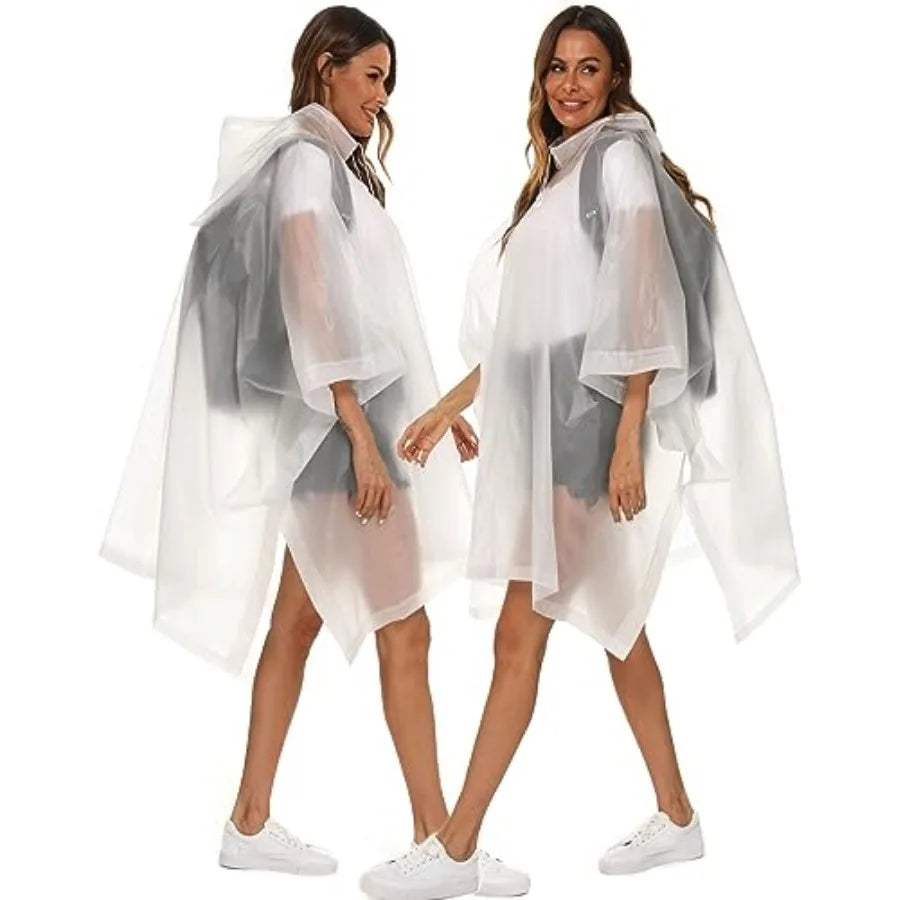 2 Pack Rain Ponchos for Adults Reusable - Raincoats Survival Emergency Heavy Duty Rain Coat with Drawstring Hood