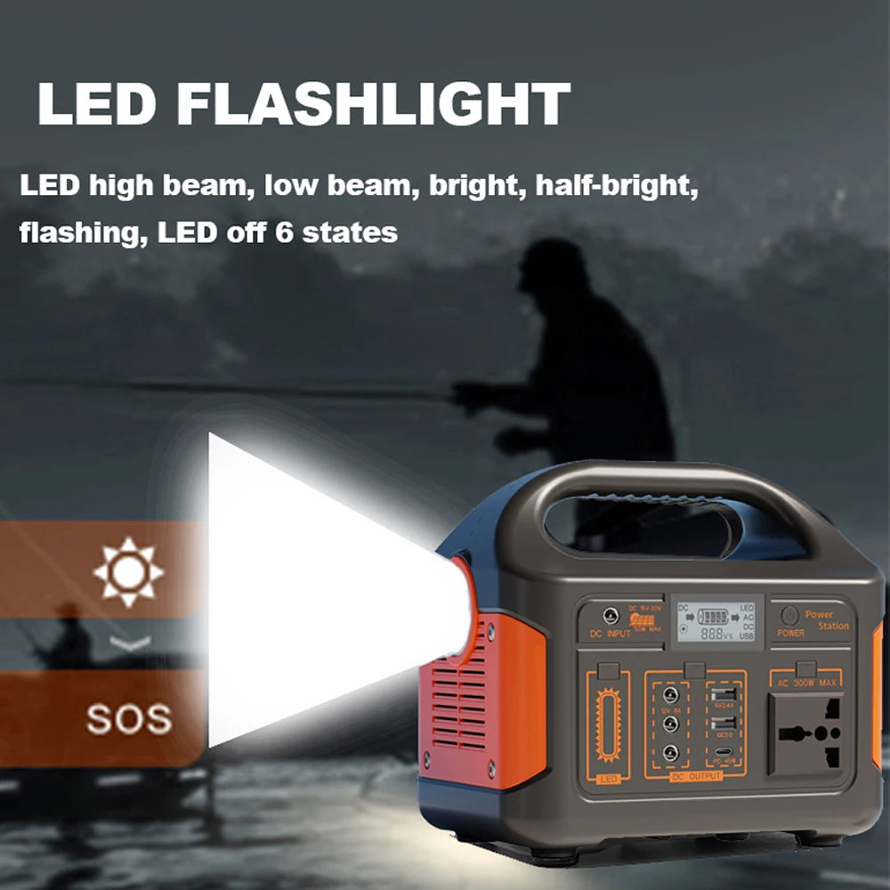 Fast Charging Power Bank Large Capacity Outdoor Mobile Power Supply LifePO4 Battery Charging Dual-Purpose Lithium Battery Household Portable Fishing Tool Outdoor Support UPS with LED Light