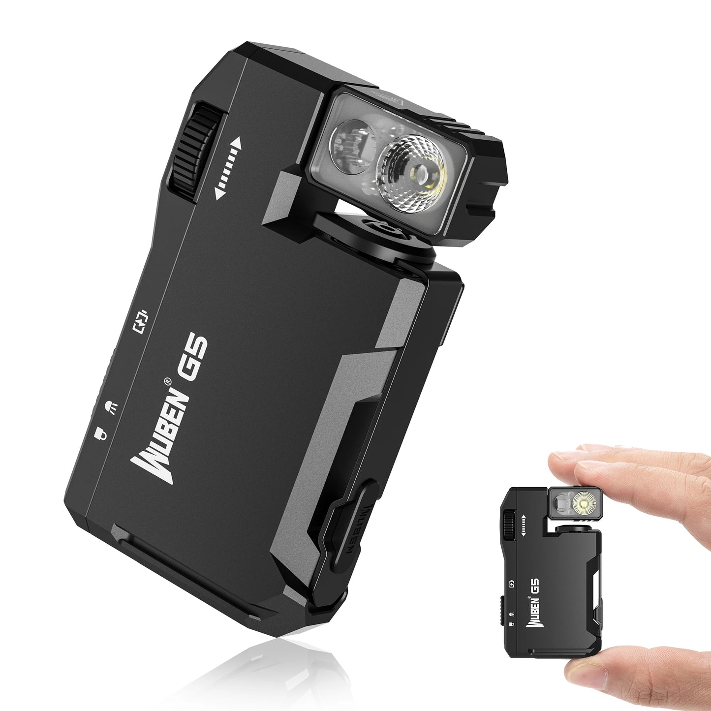 WUBEN G5 Rechargeable EDC Flashlight, 400 Lumens Dual Light Sources Mini Flashlight with RGB Light, Portable Pocket Flashlights
