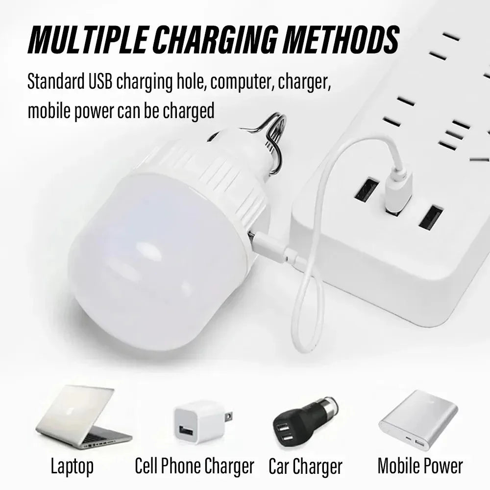 1-10pcs Outdoor USB Rechargeable LED Lamp Bulbs High Brightness Emergency Light Hook Up Camping Portable Lantern Night Lights ﻿