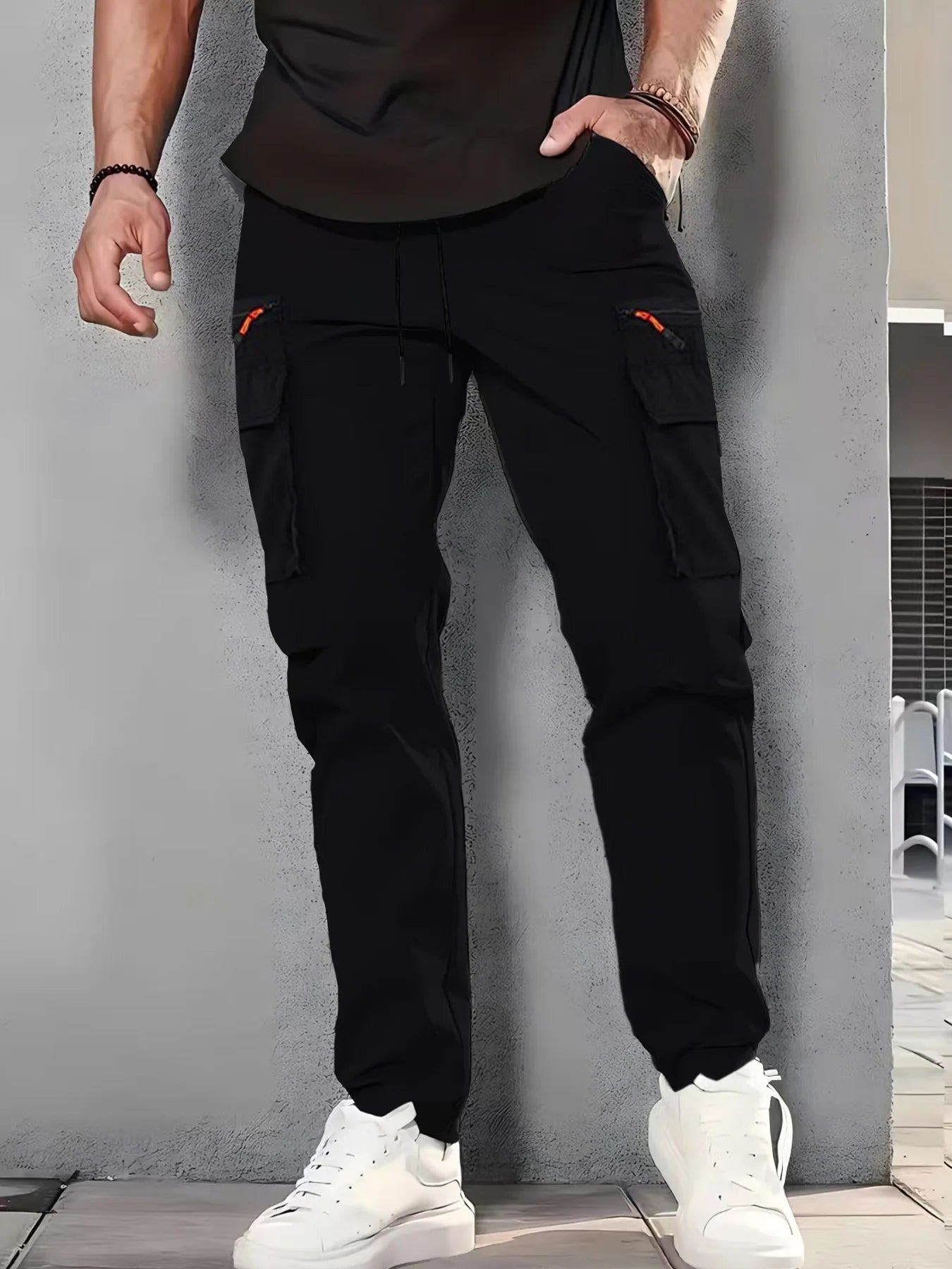 3-piece men's multi pocket work pants, spring and autumn casual sports pants, suitable for mountaineering, outdoor hiking, and travel
