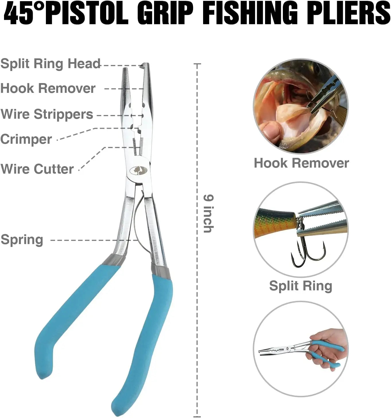 Mossy Oak Fishing Tools Kit- Fishing Plier, Fish Lip Gripper, Multifunctional Fishing Hook Remover with Lanyards Sheath, Saltwater Resistant Fishing Accessories & Equipment, Fishing Gifts for Men