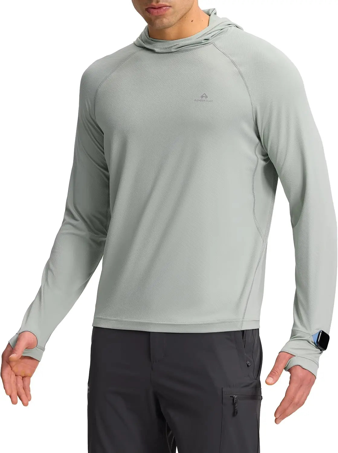 Pioneer Camp Men's UPF 50+ Sun Hoodie Shirt Long Sleeve Quick Dry Rash Guard Thumb Holes Watch Window Fishing Hiking Golf