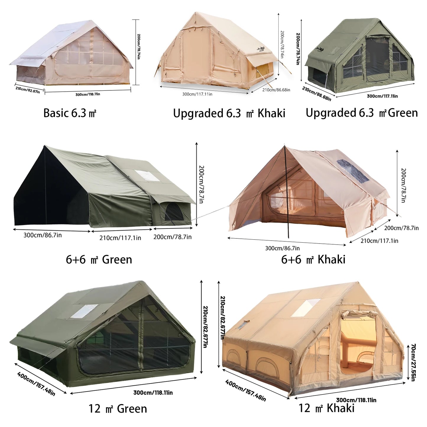 PAKICETUS Large Inflatable Camping Tent with Skylight, Quick Air-Flow & Breathable Mesh Design, Summer Glamping Hot Tents for Ca